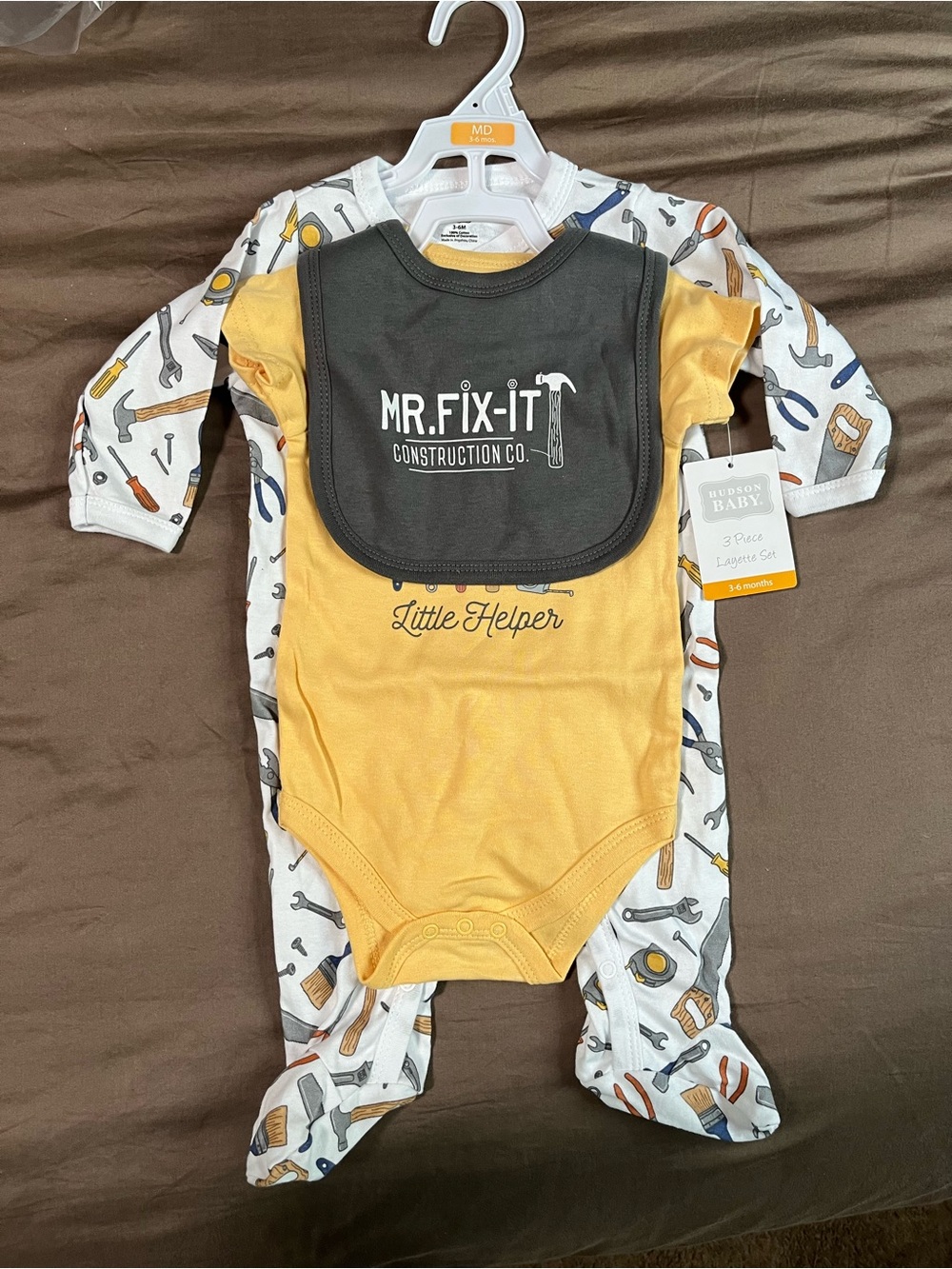Daddy’s little helper construction 3 piece Yellow & Gray